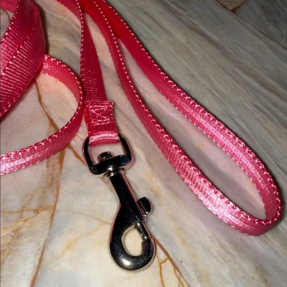 Pink Nylon Pet Leash Chrome Swivel Snap Hook Dog Cat Lead Small Medium